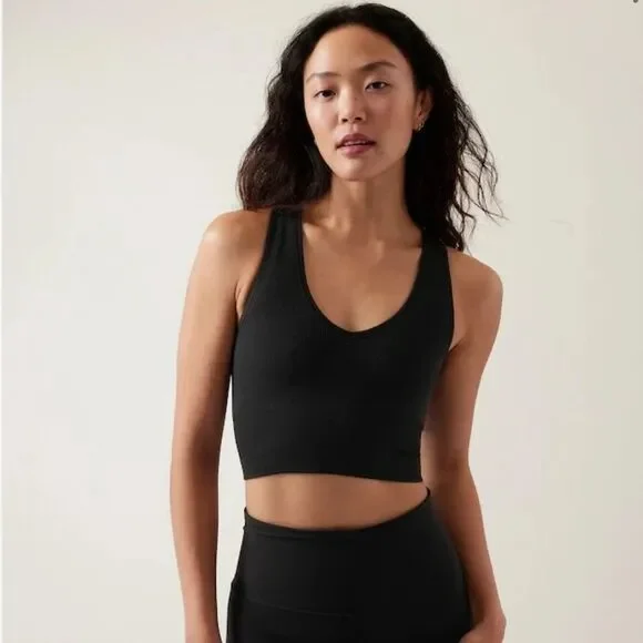 Athleta Aurora Seamless Crop Rib Tank in Black Size SMALL - Picture 5 of 5